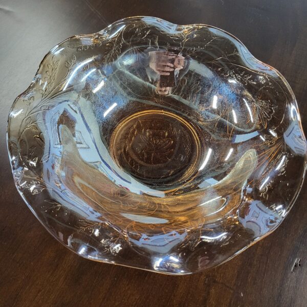 peach carnival glass bowl