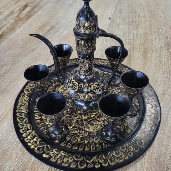 moroccan tea service black/brass