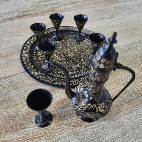 moroccan tea service black/brass