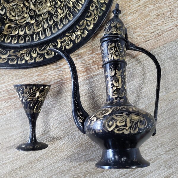 moroccan tea service black/brass