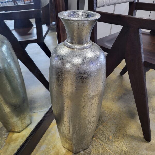 silver foil floor vase