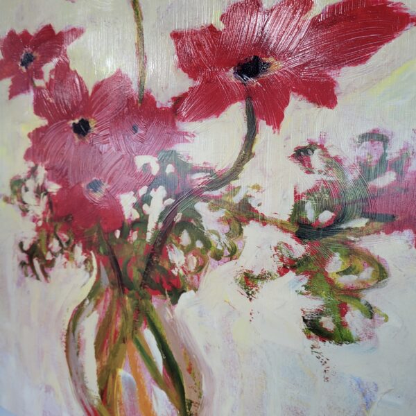 red floral canvas art