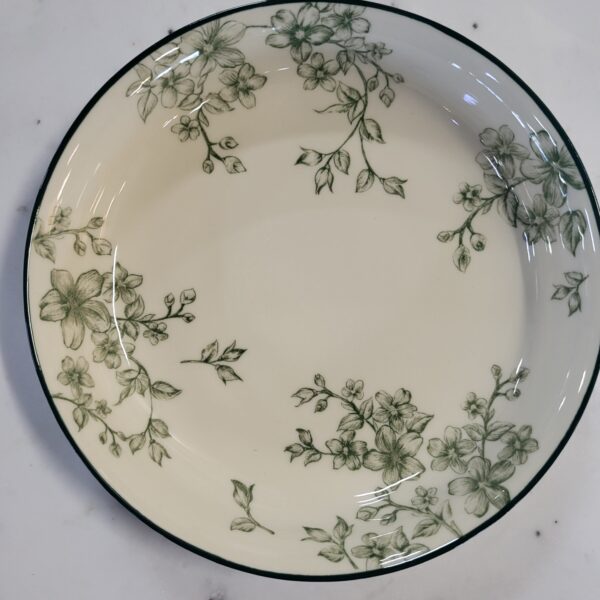 vintage green floral ceramic bowl