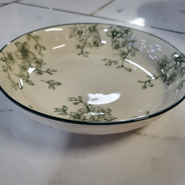 vintage green floral ceramic bowl