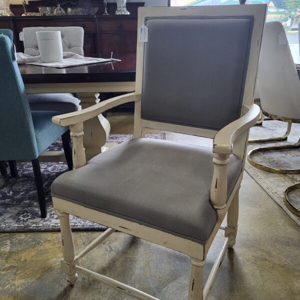 pair of grey/off white arm chairs