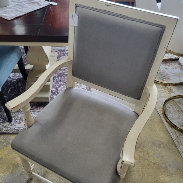 pair of grey/off white arm chairs