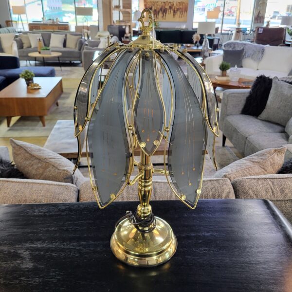 vintage brass/glass flower lamp