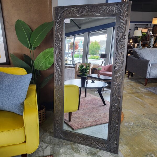 dark wood frame floor mirror