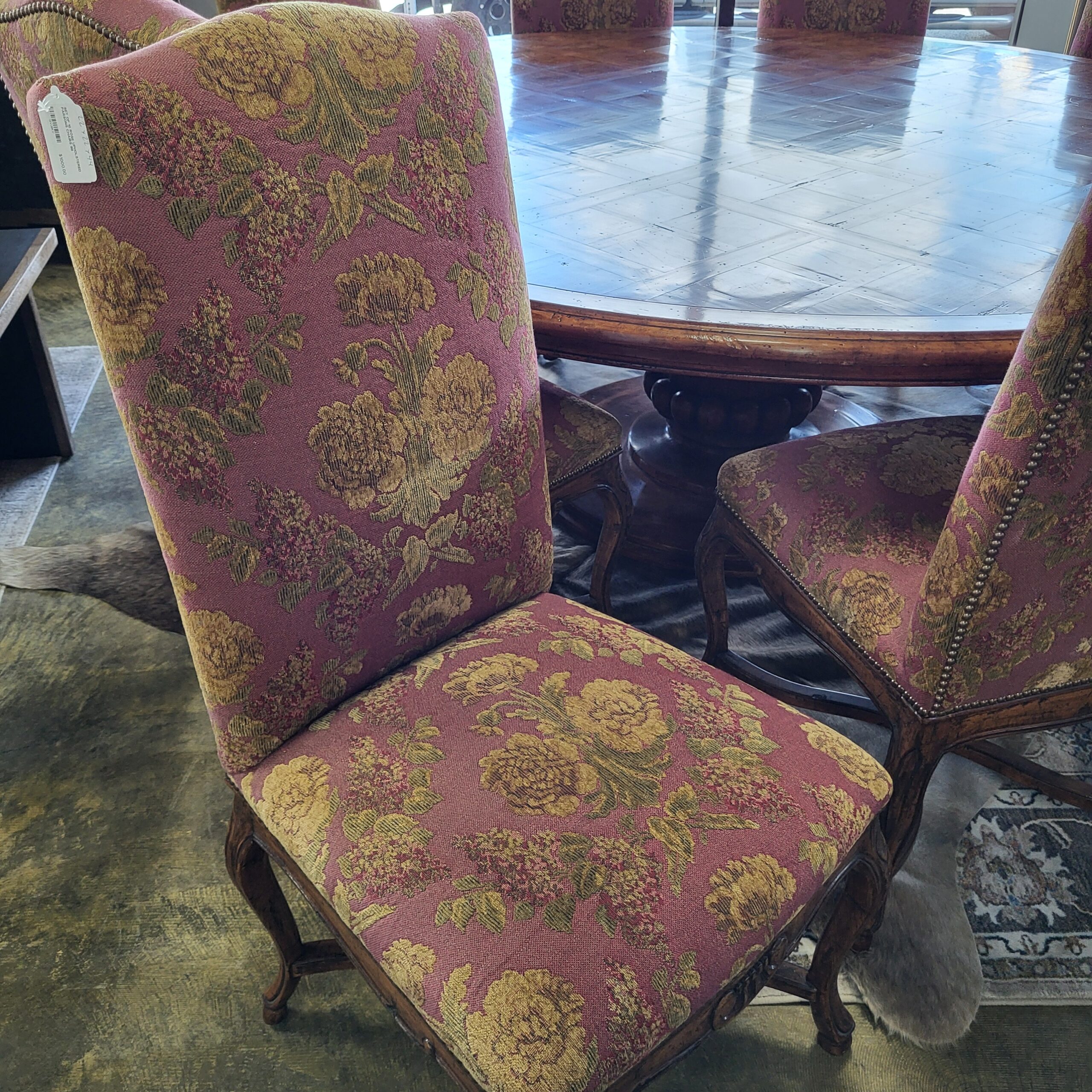 set of 10 rose upholstered parsons chairs