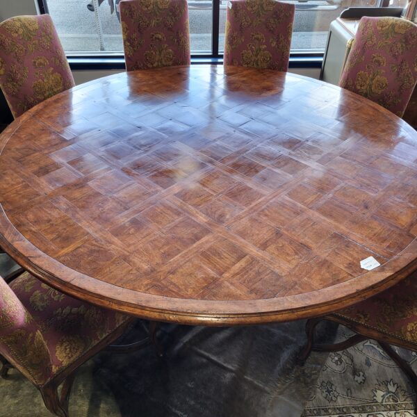 xl 83" round parquet dining table