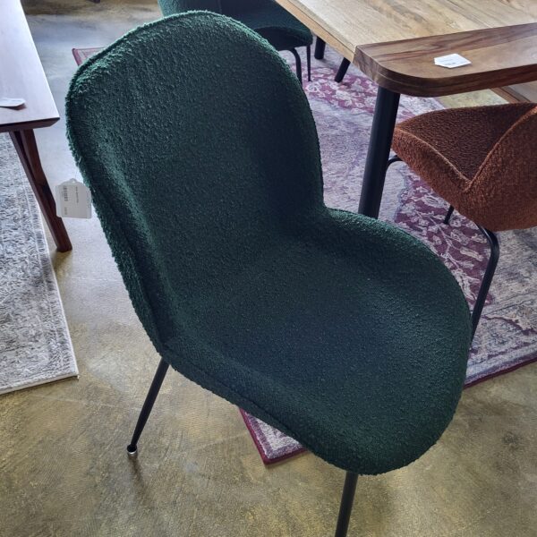 green boucle chair