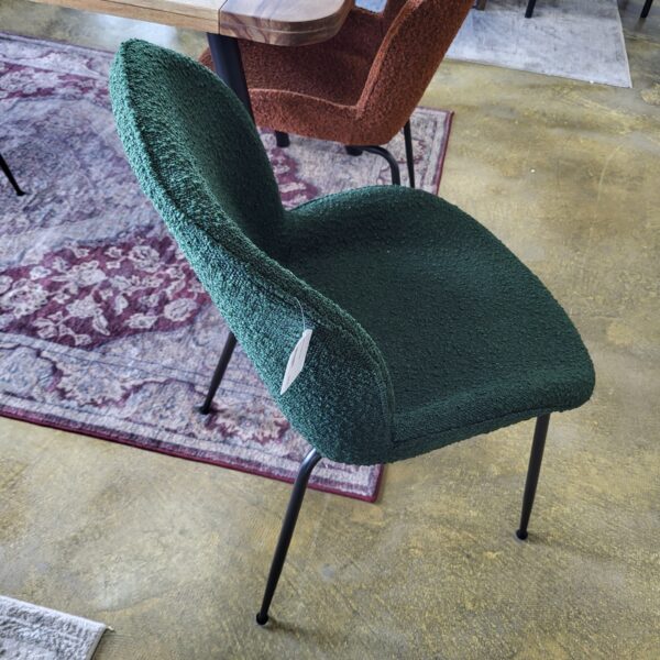 green boucle chair