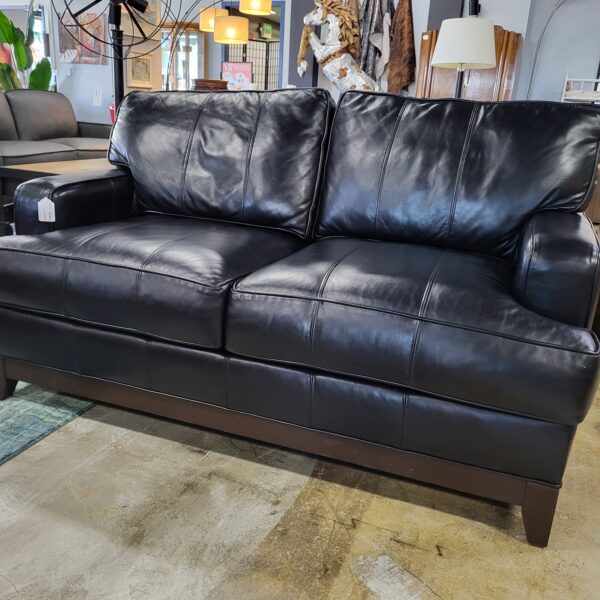 ethan allen leather loveseat