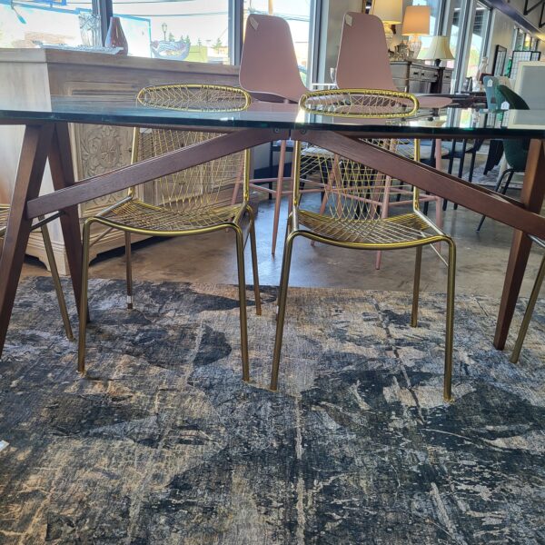 cb2 walnut/glass mcm style dining table