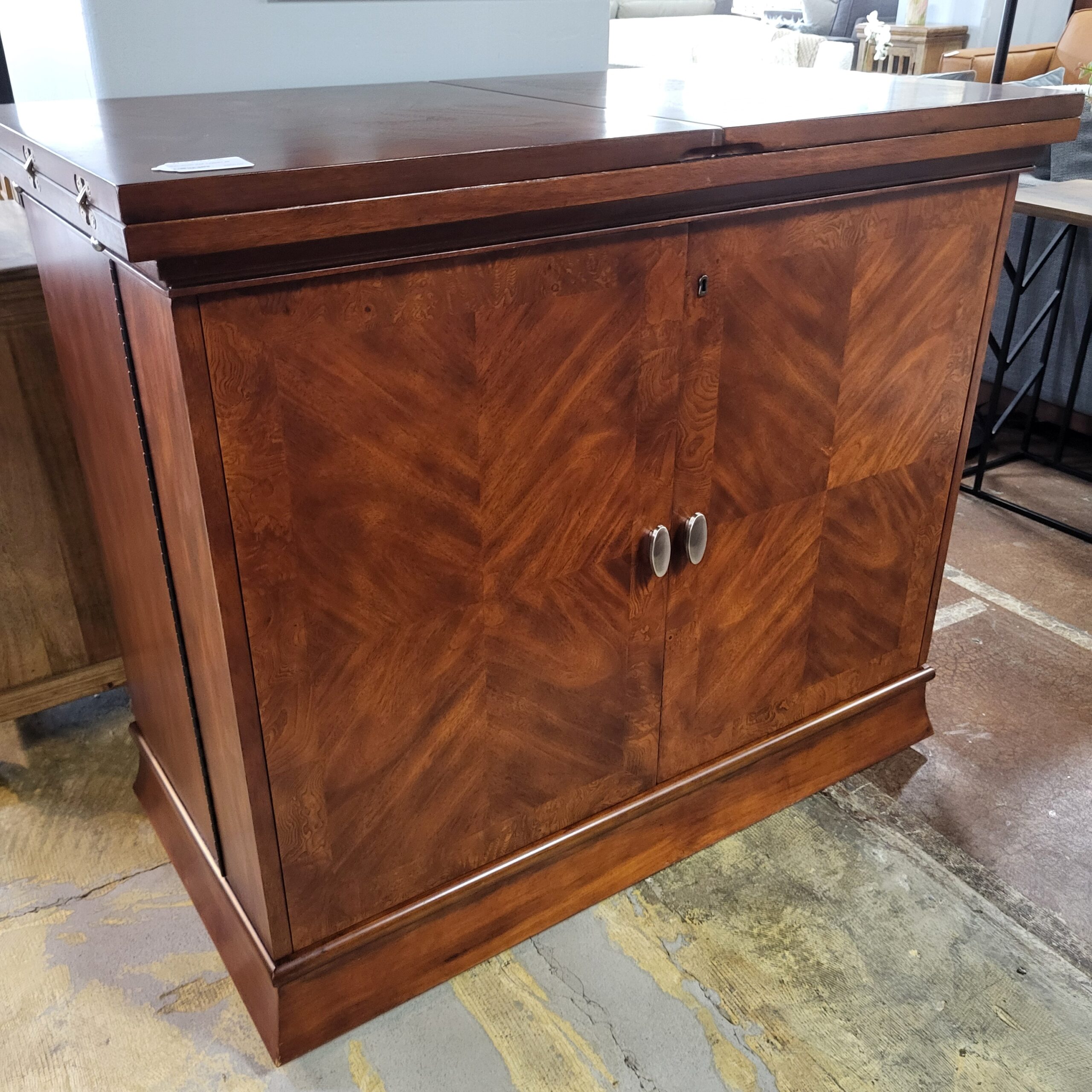 burlwood bar cabinet