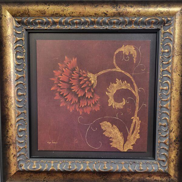 square red flower framed art