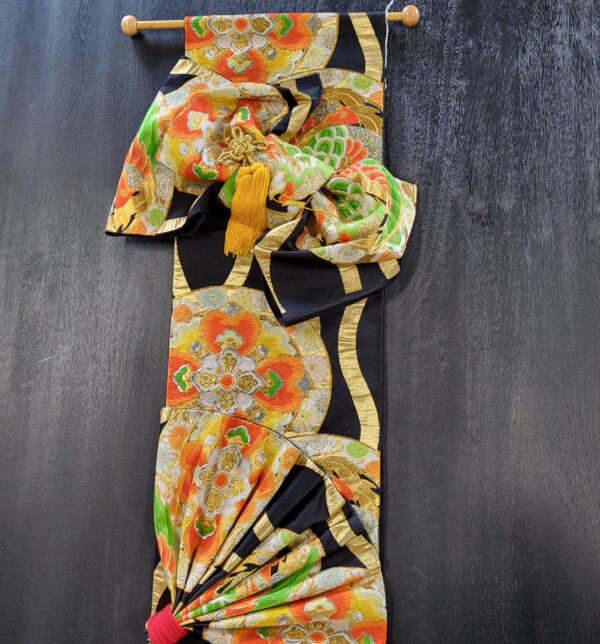 japanese silk kimono & obi wall hanging