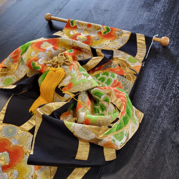 japanese silk kimono & obi wall hanging