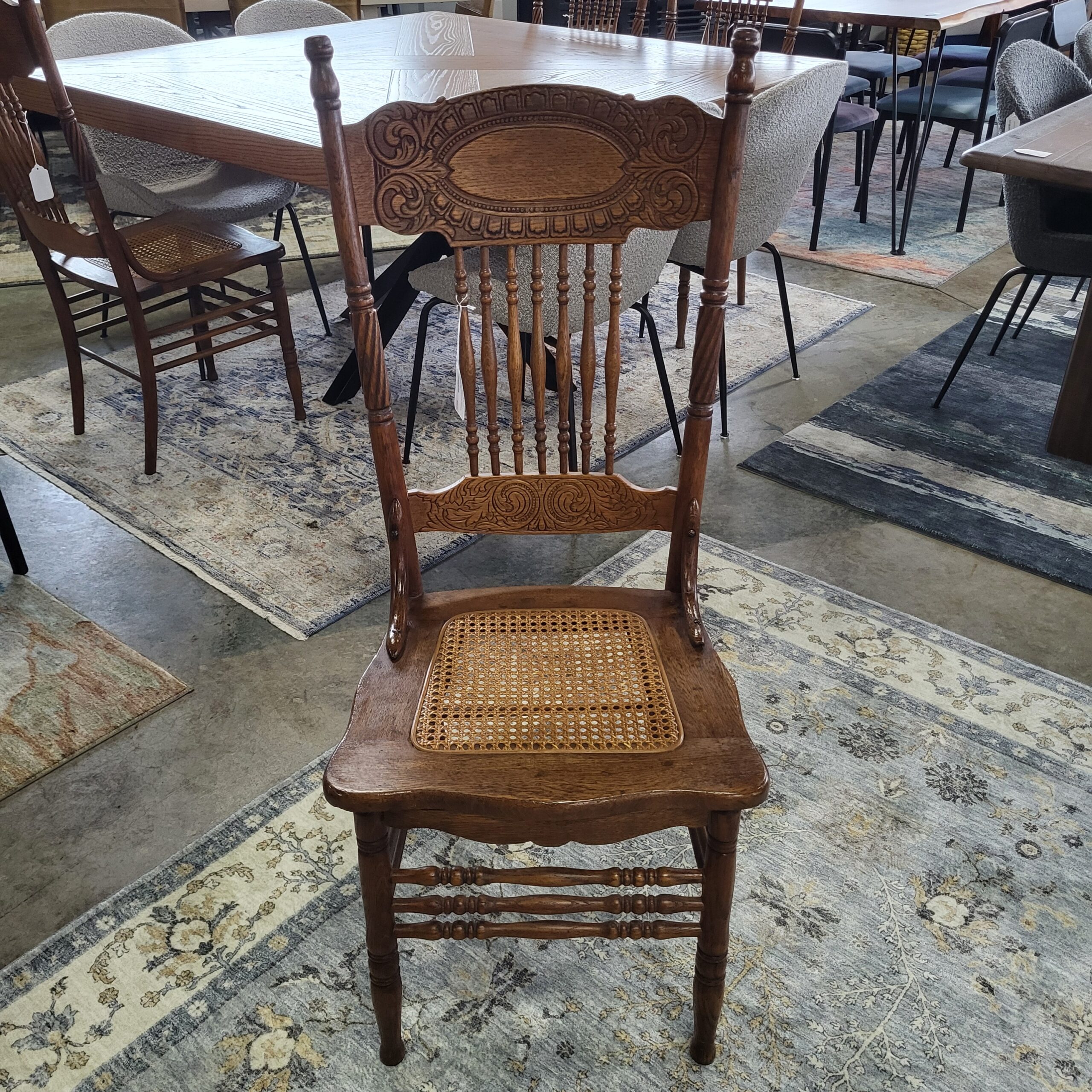 vintage oak/cane spindle chair