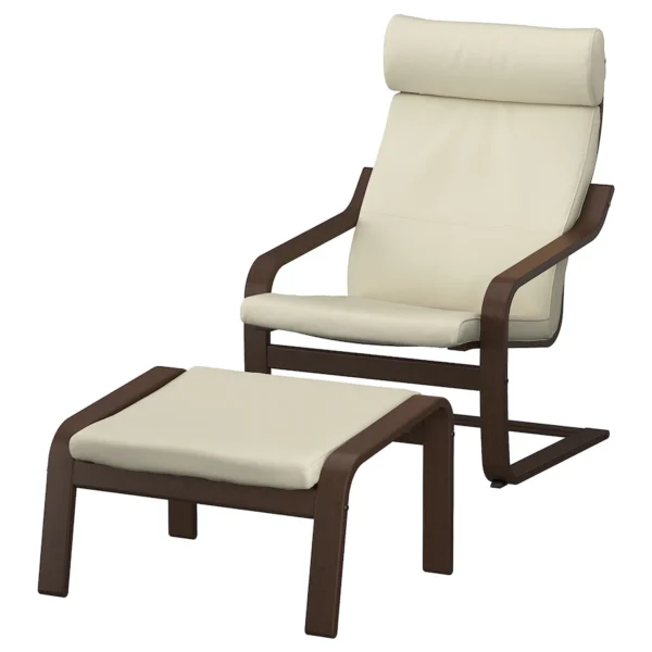 poaeng armchair and ottoman brown glose off white 1241695 pe919950 s5