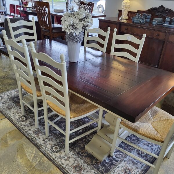 set of 6 farmhouse ladderback/rush dining chairs